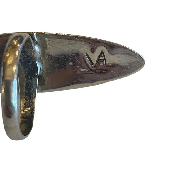 Sterling Silver Vintage Dome Raised Turquoise long ring - Picture 2 of 4